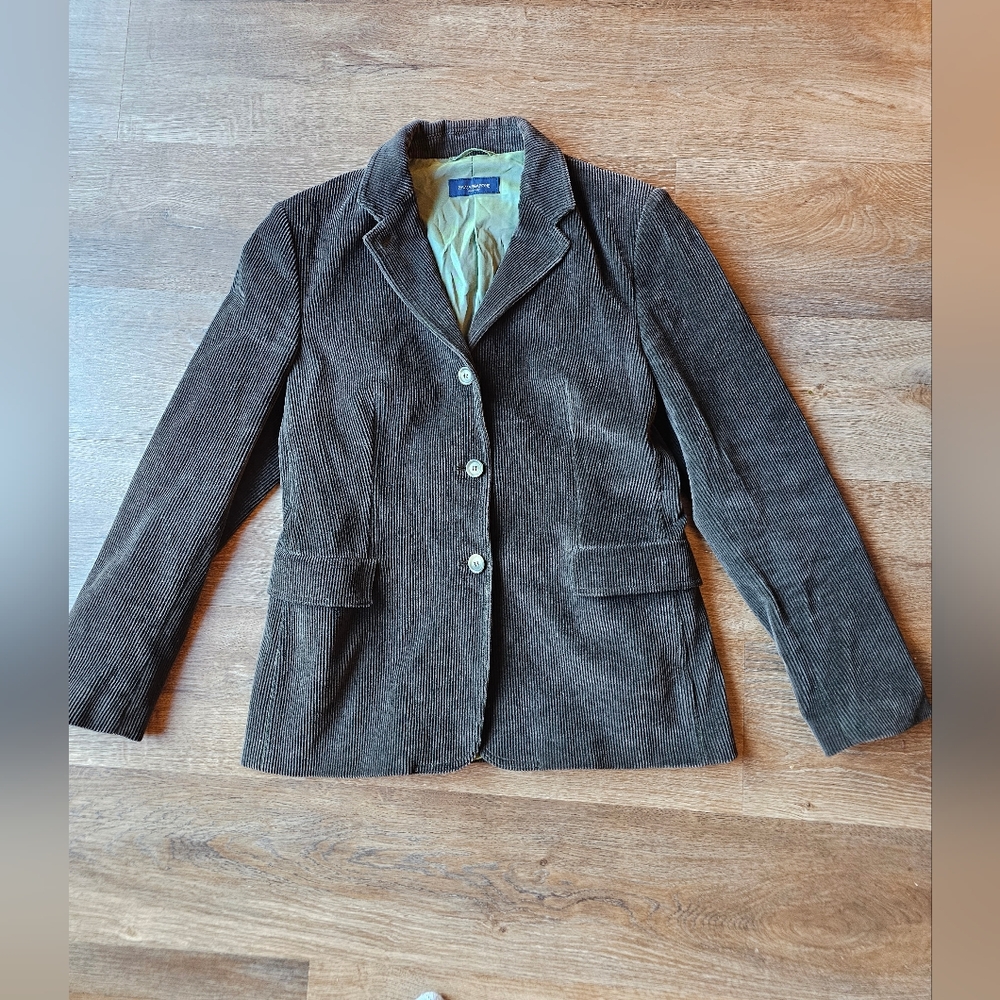 Y2K Piazza Sempione Italy Dark Brown Three Button Corduroy Blazer mens sz IT 46